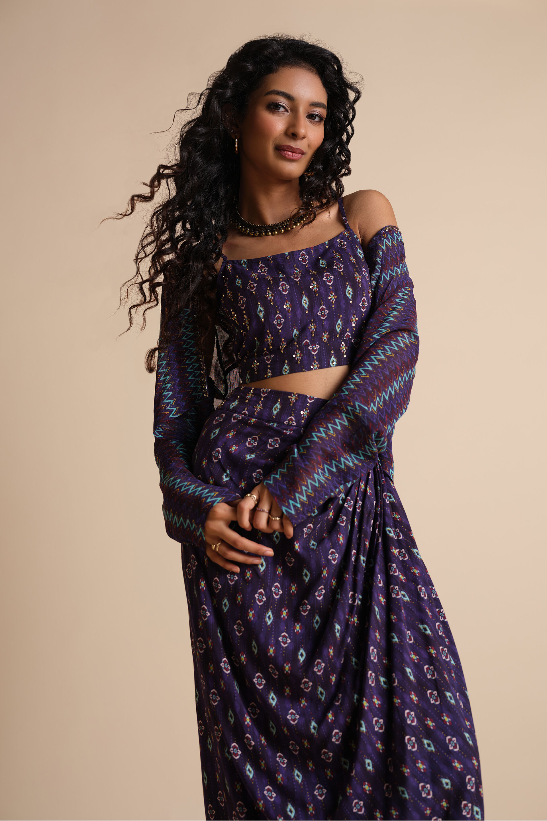 Shaam Shaandaar Skirt Set, Purple, image 3